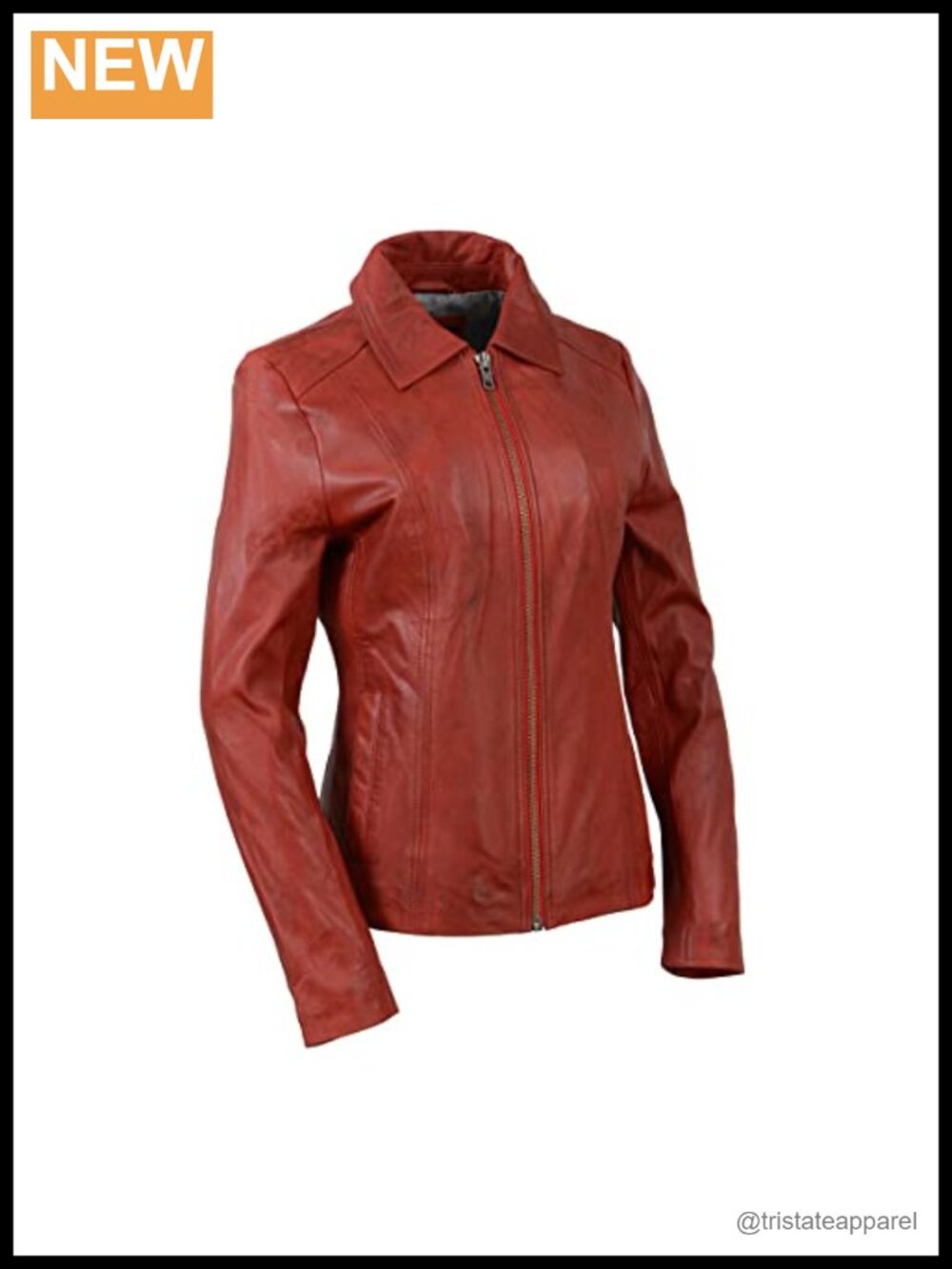 Vintage Cow Leather Zip Jacket Long Sleeve Motorcycle Moto Biker Women's